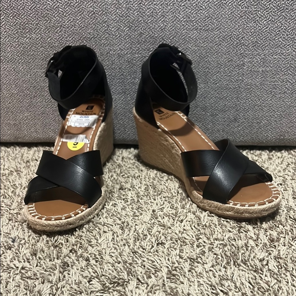 Black Wedge Sandals